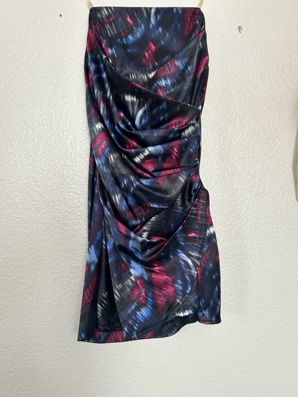 Speechless Strapless Dress in Navy and Magenta